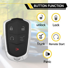 YDTHTLAH HYQ2EB fob back view, 433MHz compatibility for Cadillac XT4.