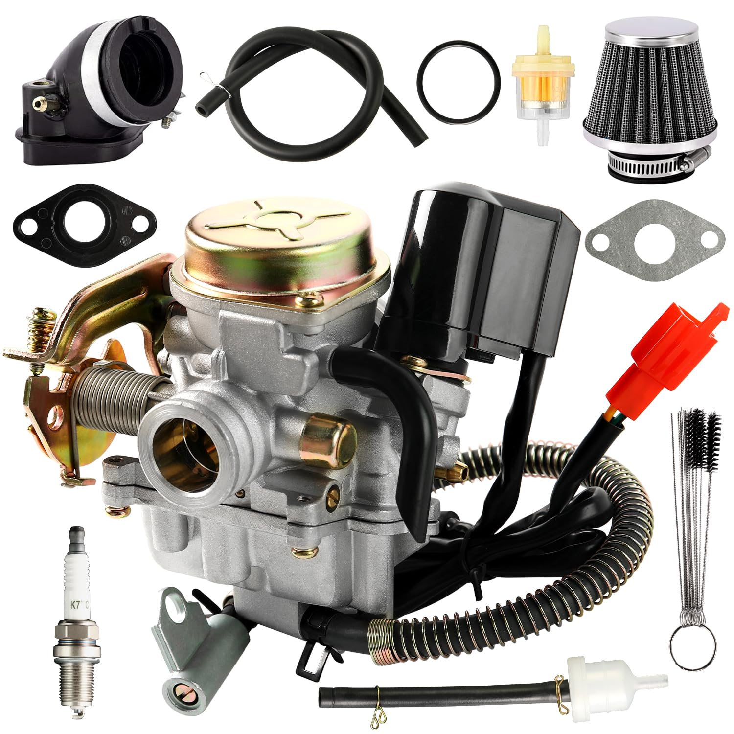 YDO GY6 50cc carburetor intake manifold close view for easy mounting.