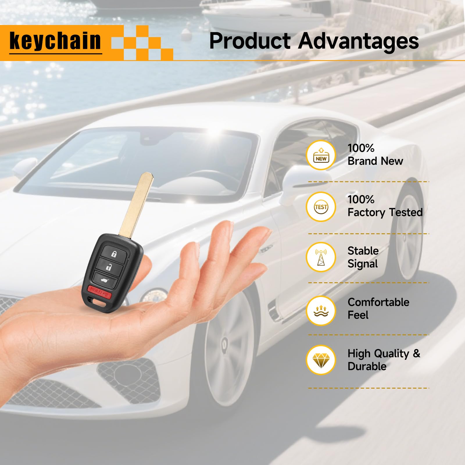 YDTHTLAH CRV key fob remote back view, ready for professional programming
