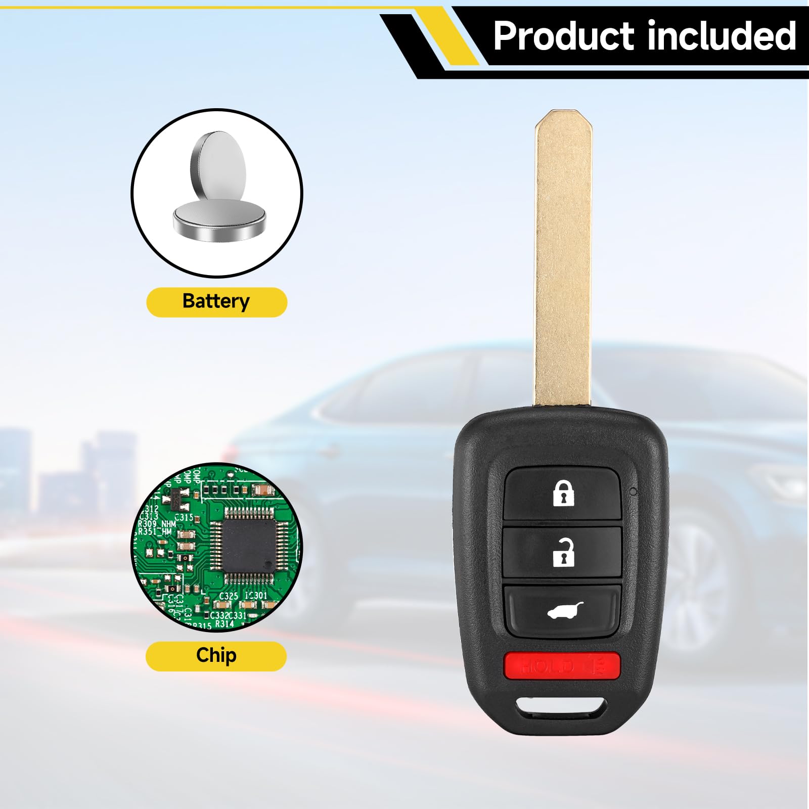 YDTHTLAH CRV key fob remote front view, fits 2014 2016 models