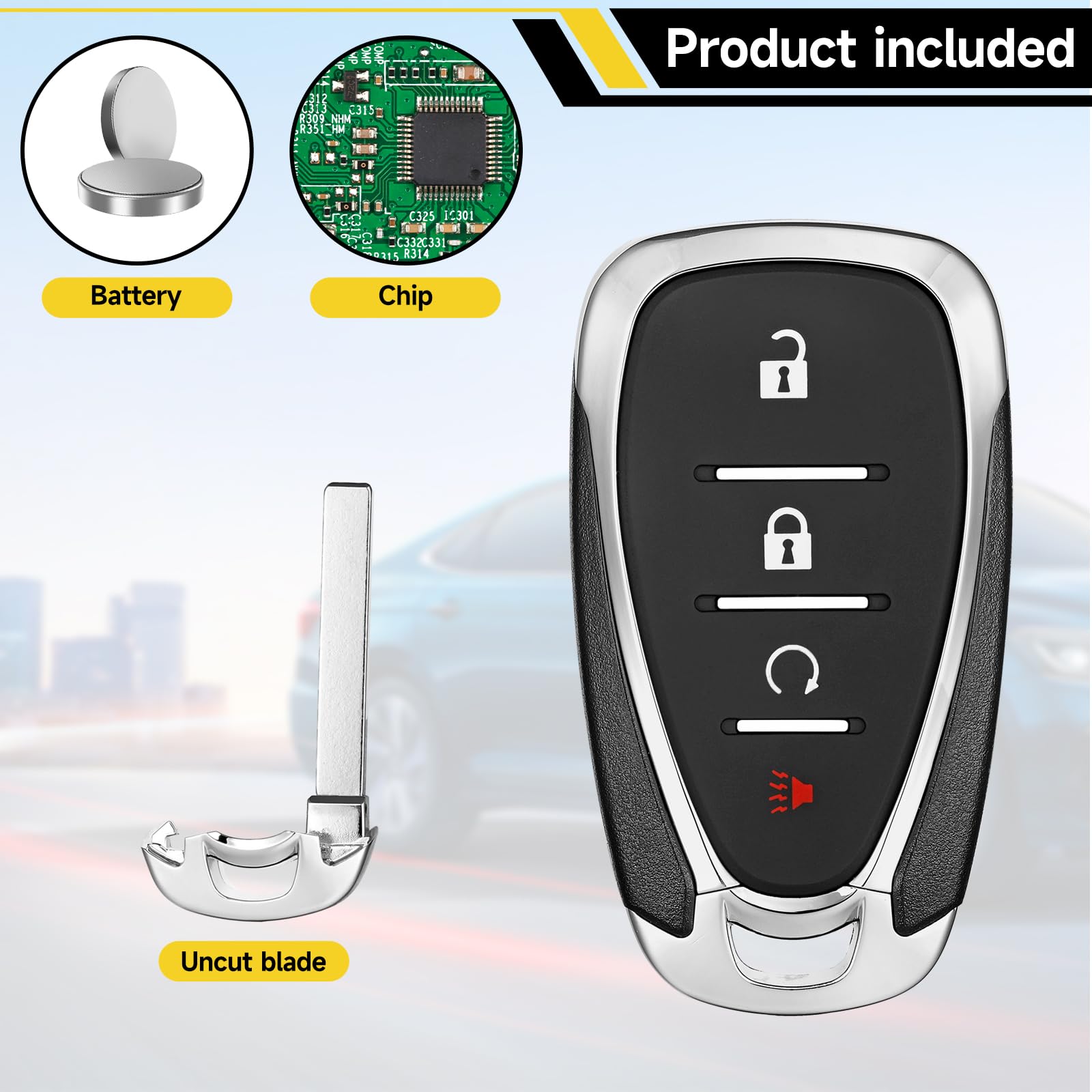 YDTHTLAH Trailblazer compatibility key fob close-up with HYQ4ES circuitry.