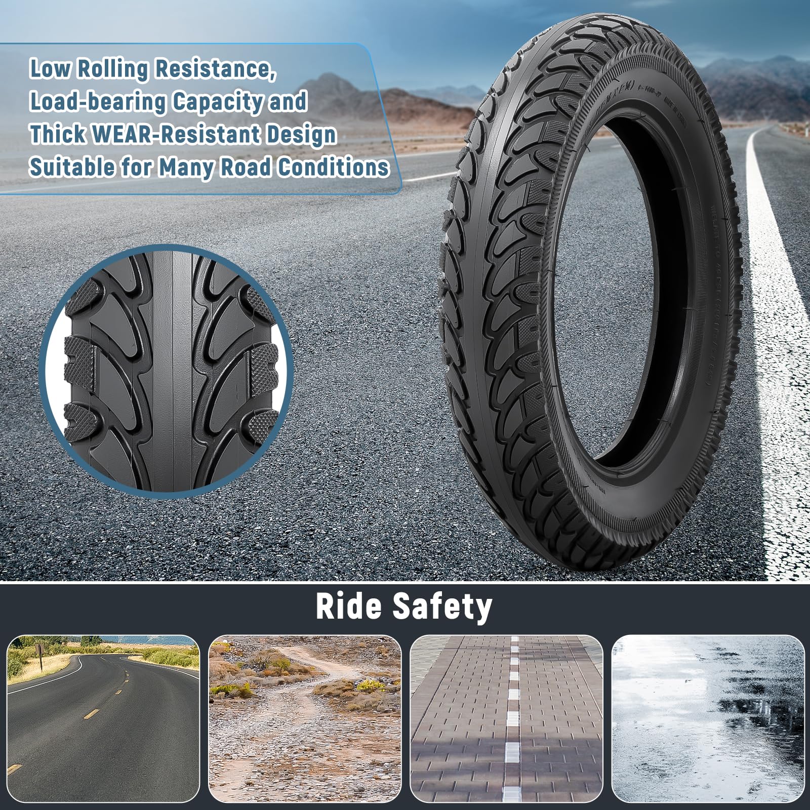 YeYouC heavy-duty rubber delivers wear resistance and reliable grip during rides.