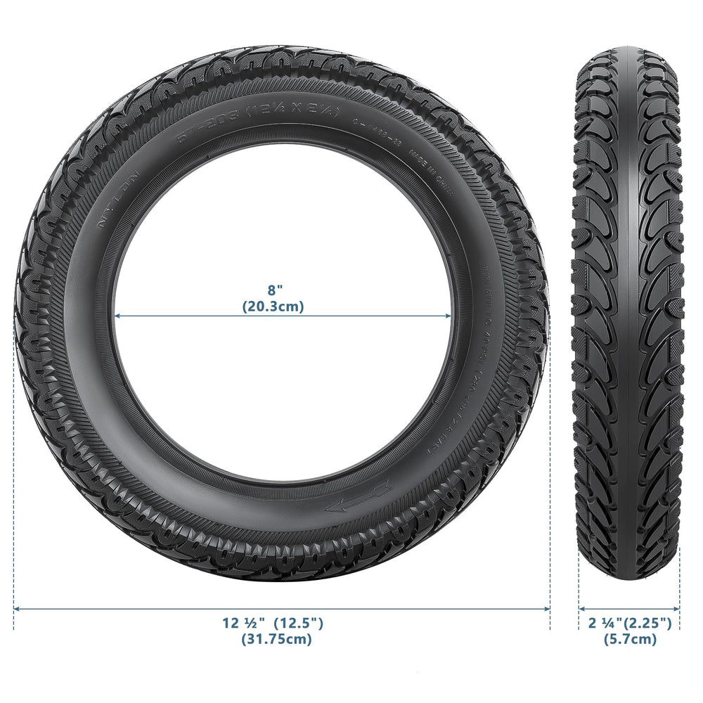 YeYouC inner tube 12.5x2.25 with CR202 angled valve for reliable inflation.
