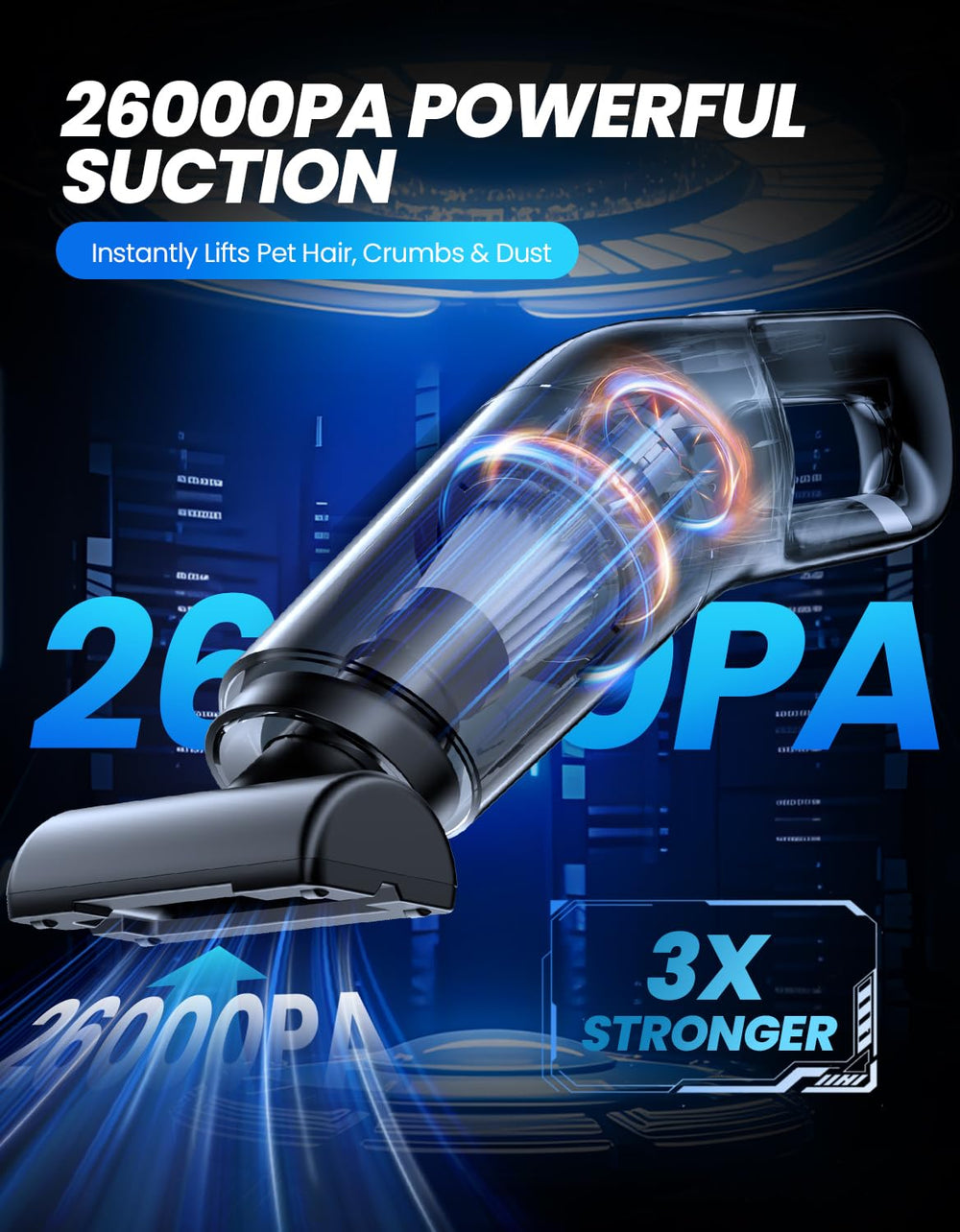 Yedop cordless car vacuum enables long runtime and easy reach.