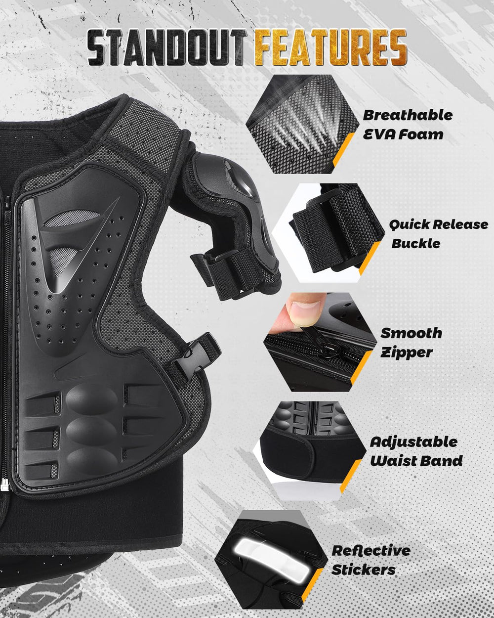 Yeesport elbow guard detail showing flexible protection for joints.