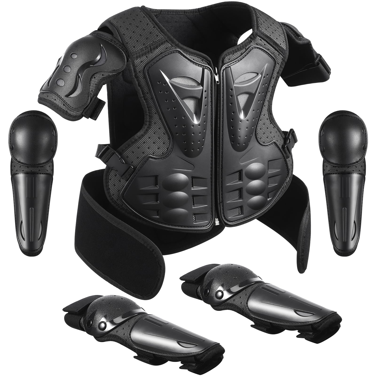 Yeesport youth chest protector front view with adjustable fit for growing riders.
