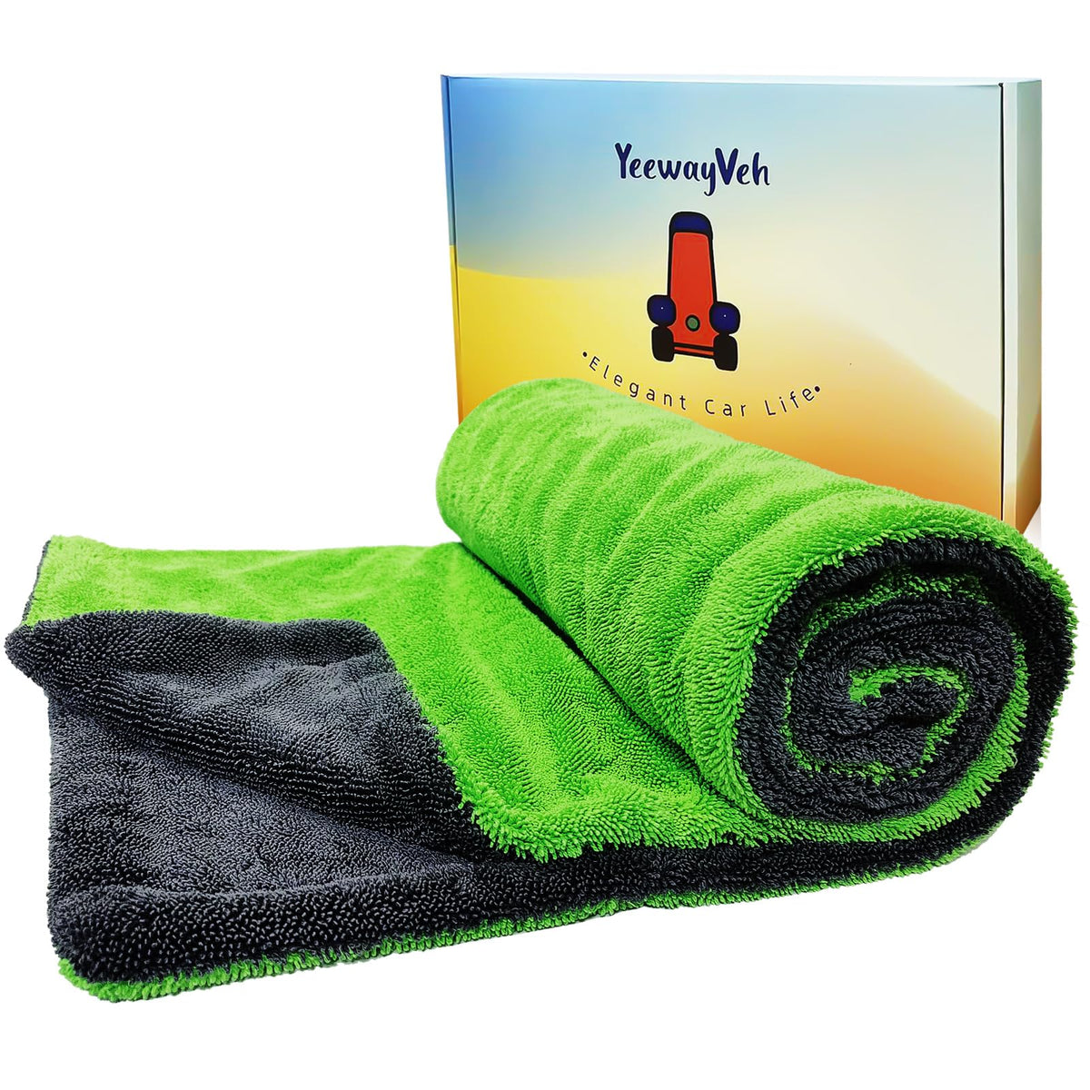 YeewayVeh Agile Giant towel drying a sedan's hood with high absorption and gentle, scratch-free touch.