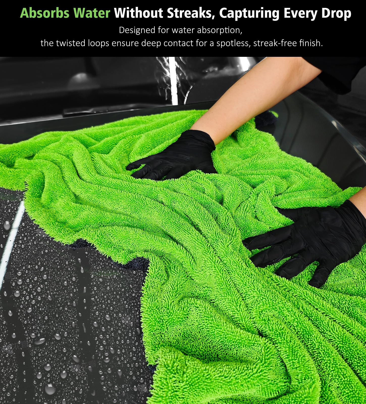 YeewayVeh Agile Giant dual-sided towel drying glass and chrome without streaks.