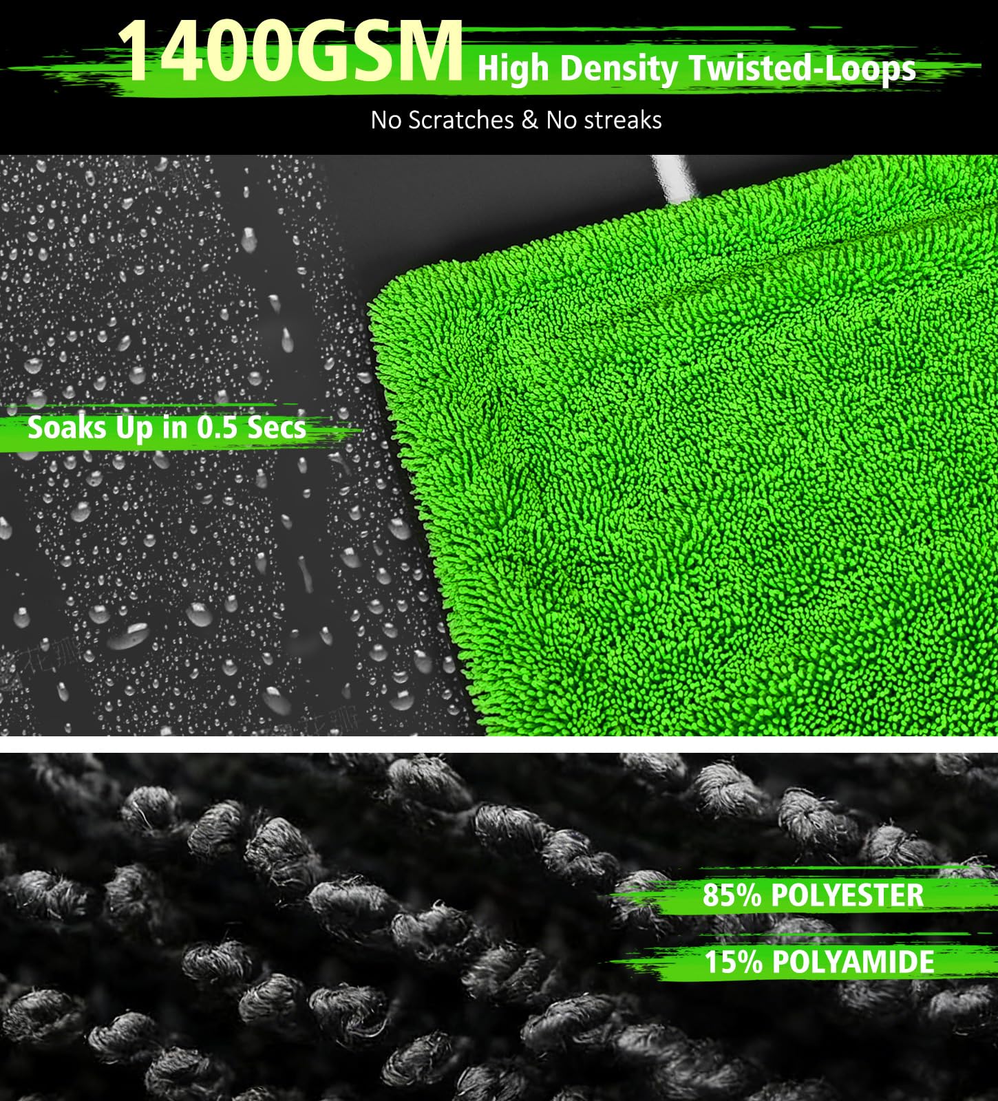 YeewayVeh Agile Giant side-one absorption and side-two polish for quick results.