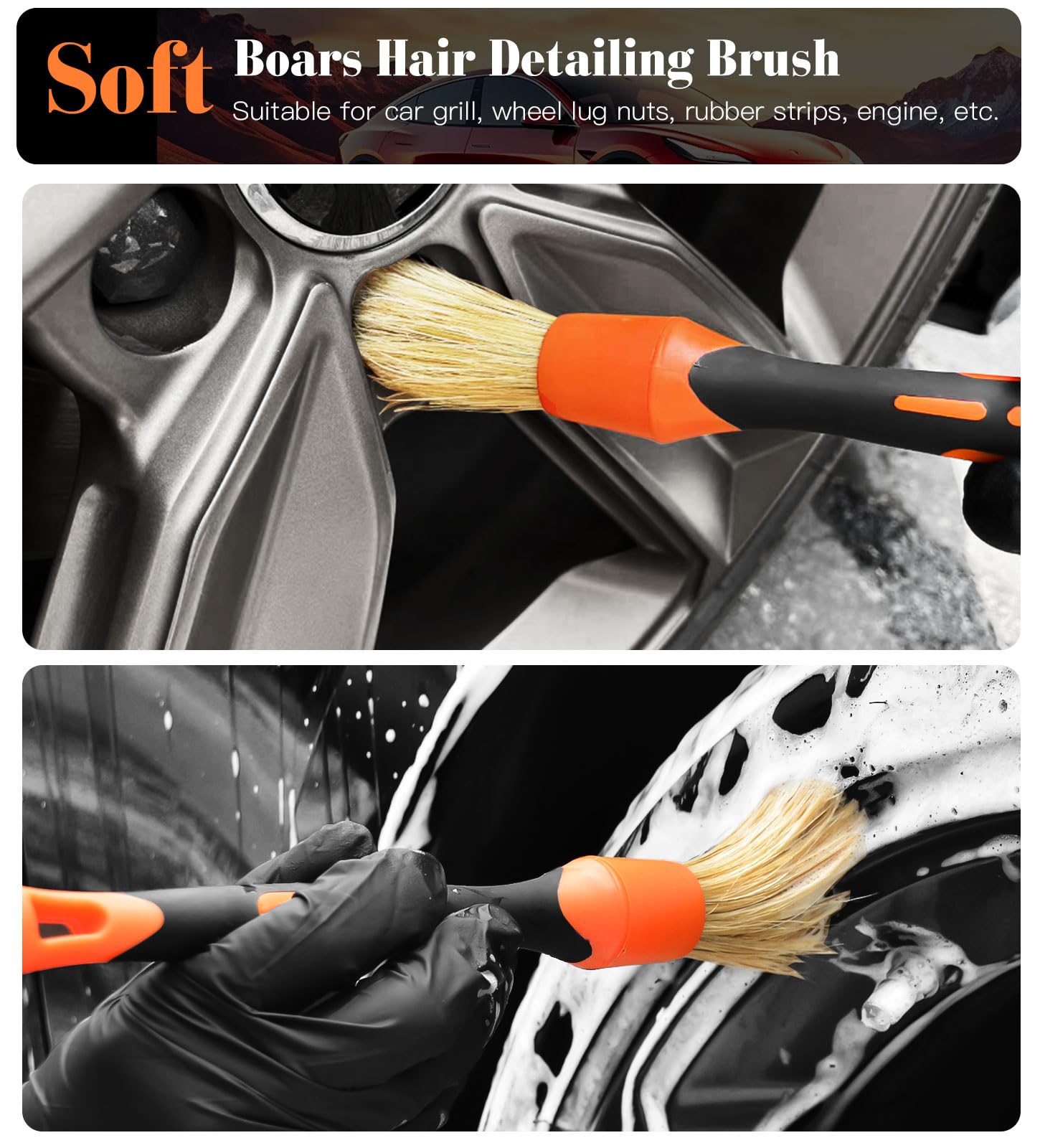 YeewayVeh boar hair detail brush traps dust with an angled head for precision.