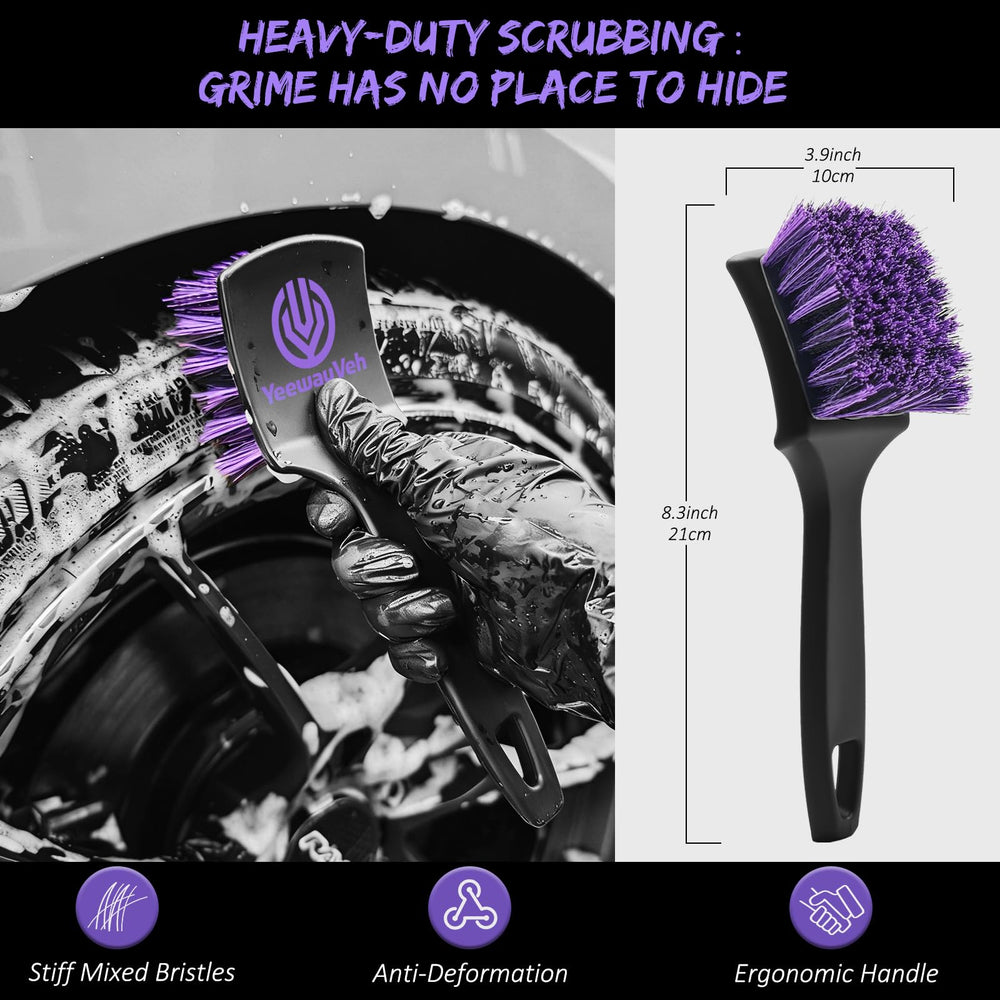 YeewayVeh tire brush small firmer bristles tackles grooves and sidewalls