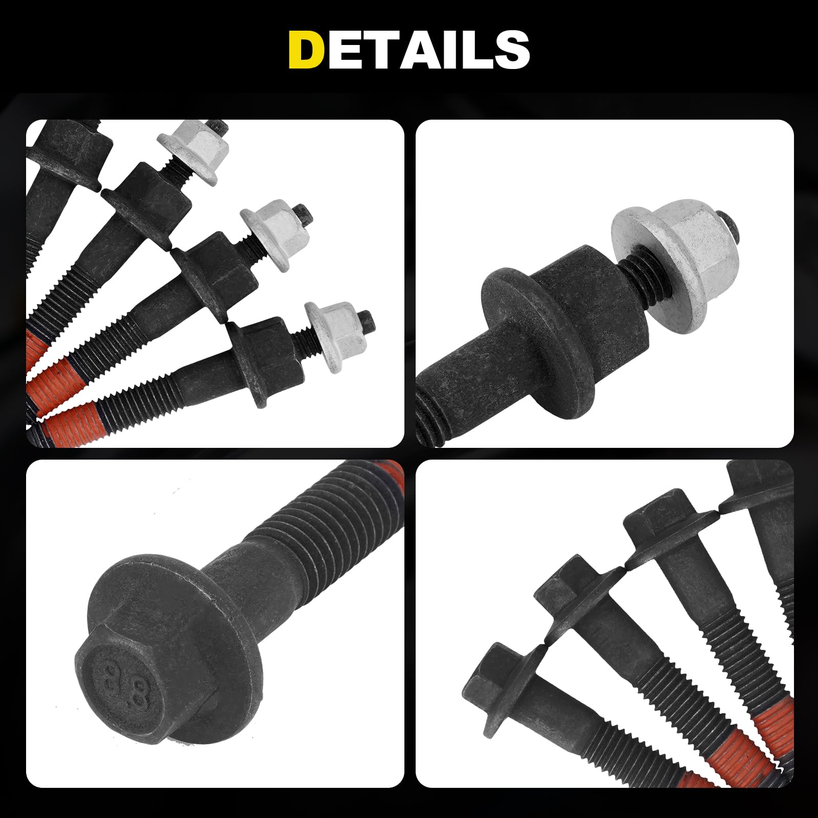 YEHERIT 5.7 exhaust bolts assembly view, ensures complete right and left set.