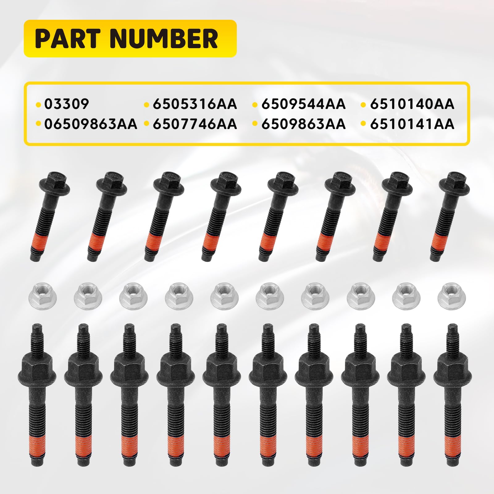 YEHERIT 5.7 bolts kit closeup, complete replacement components included.