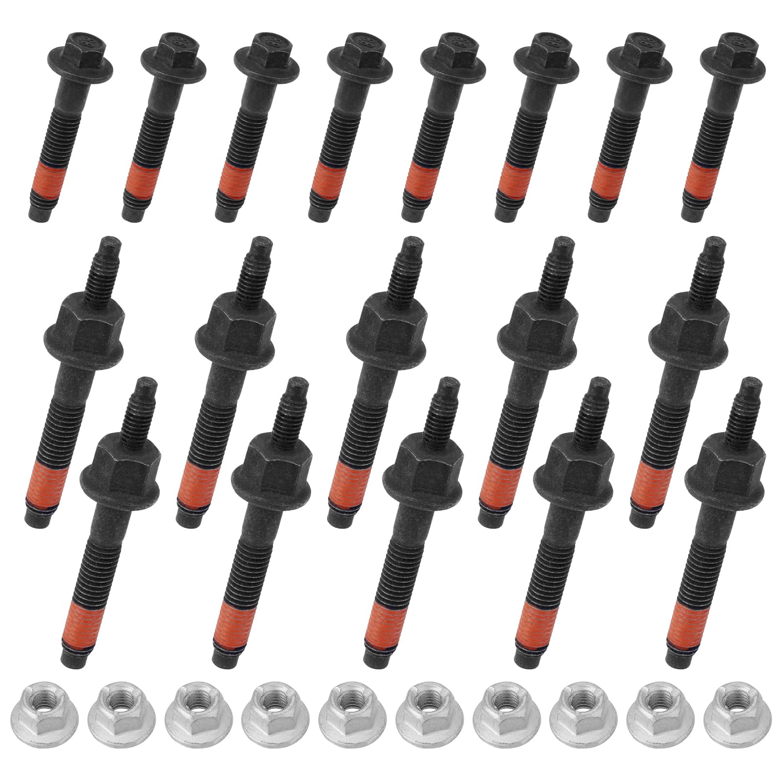 YEHERIT 5.7 exhaust manifold bolts left view, durable hardware for Dodge/Chrysler engines.