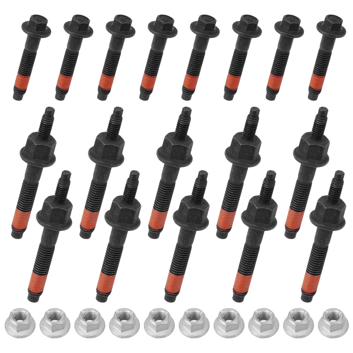 YEHERIT 5.7 exhaust manifold bolts left view, durable hardware for Dodge/Chrysler engines.