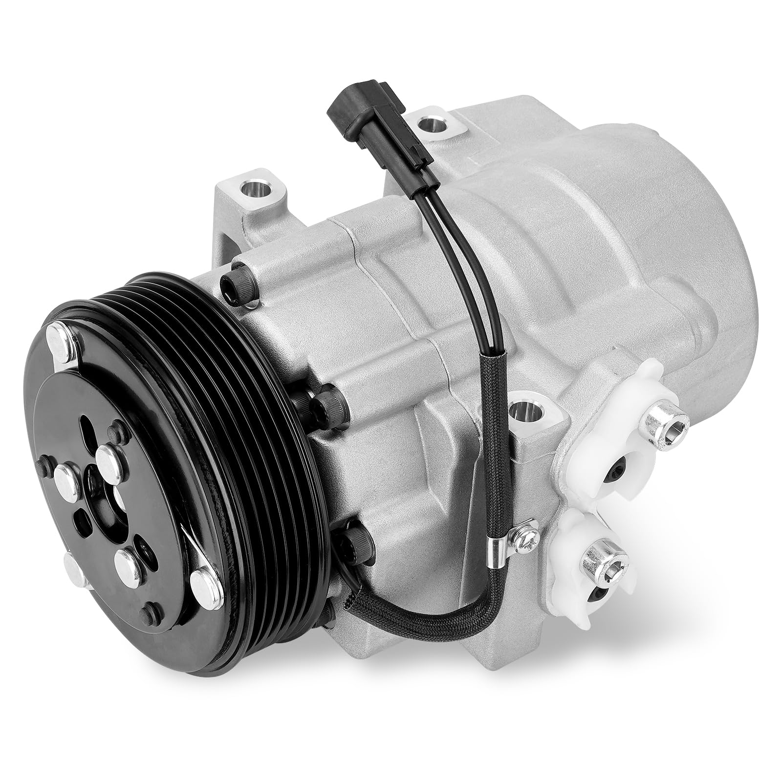 YEHERIT AC compressor with clutch — front view; compact unit for Ford installations.