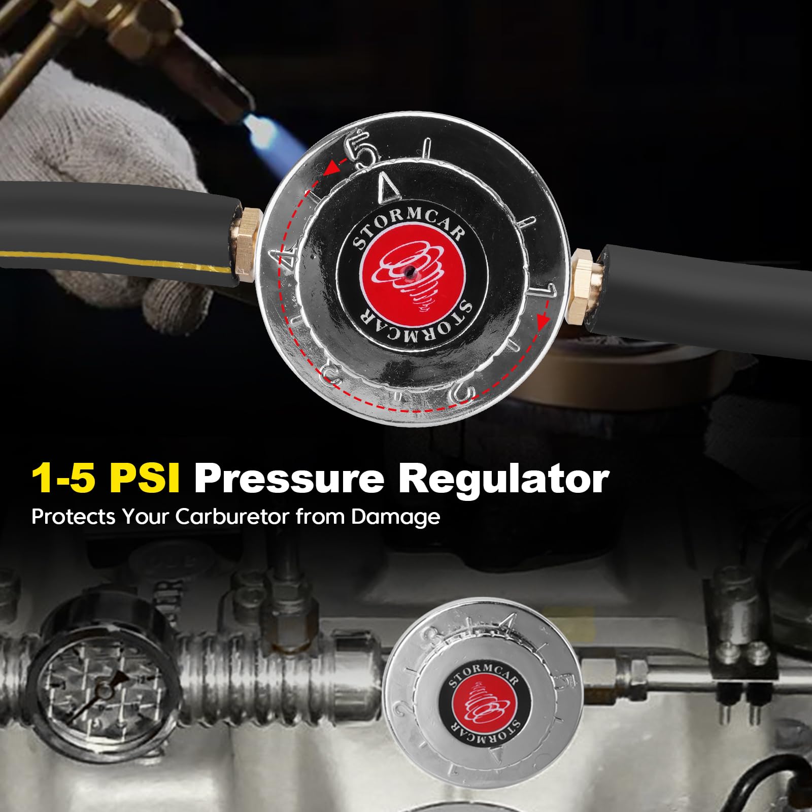 YEHERIT adjustable regulator knob offers 1-5 PSI tuning for carburetors