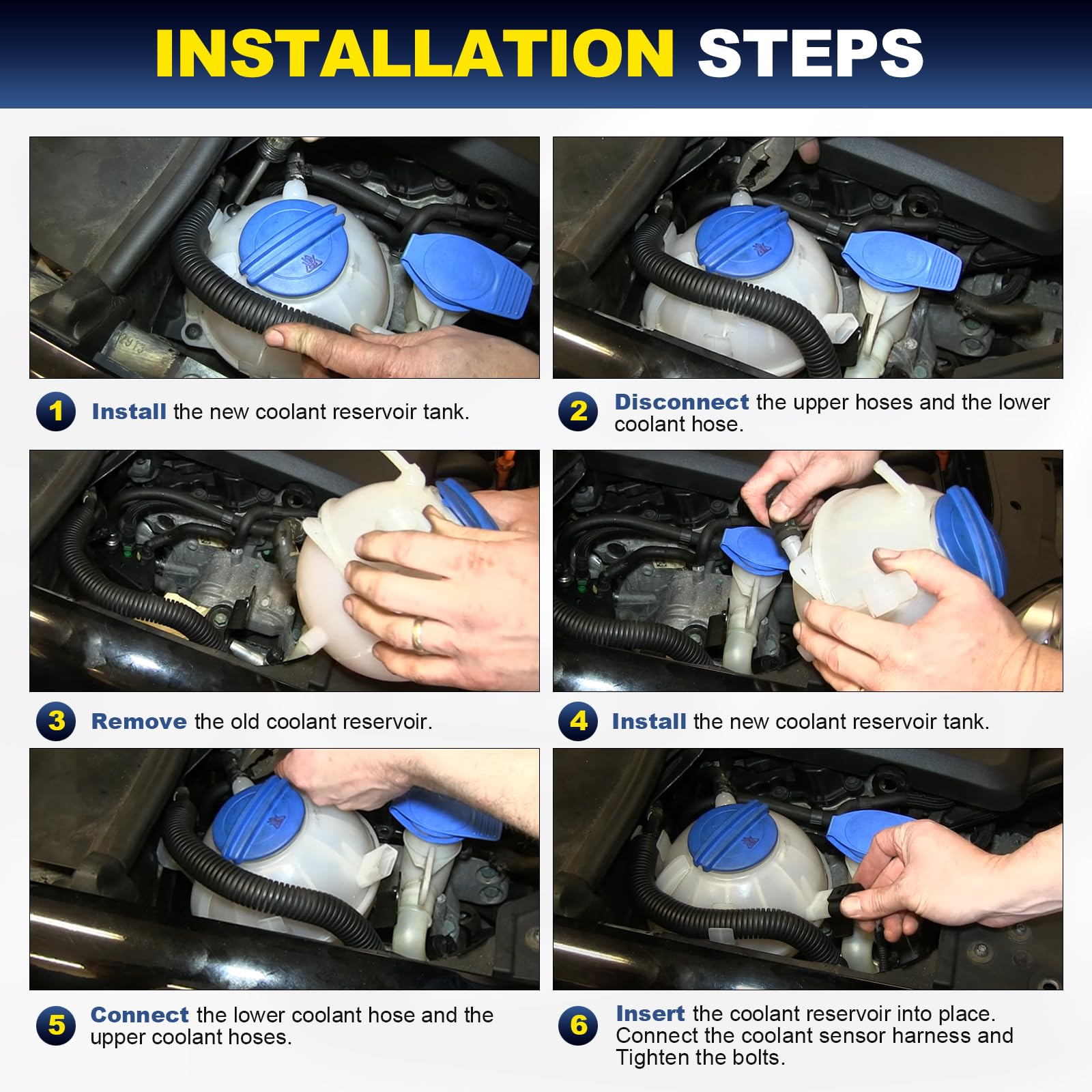 YEHERIT direct replacement coolant tank mounts without modifications.