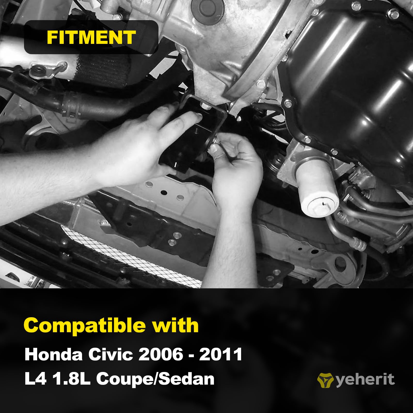 YEHERIT engine mount under-hood view highlighting secure connection