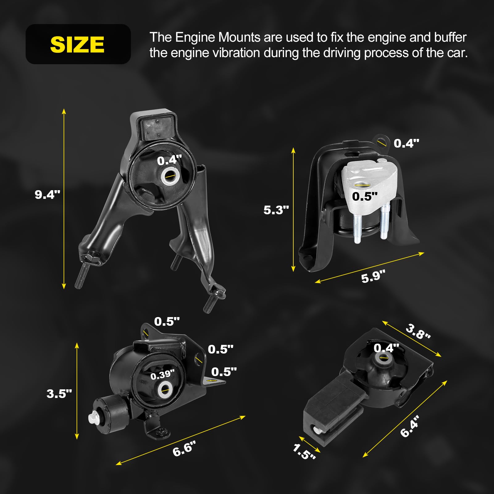 YEHERIT engine mount set vehicle fitment application for 2003 to 2008 Toyota models.