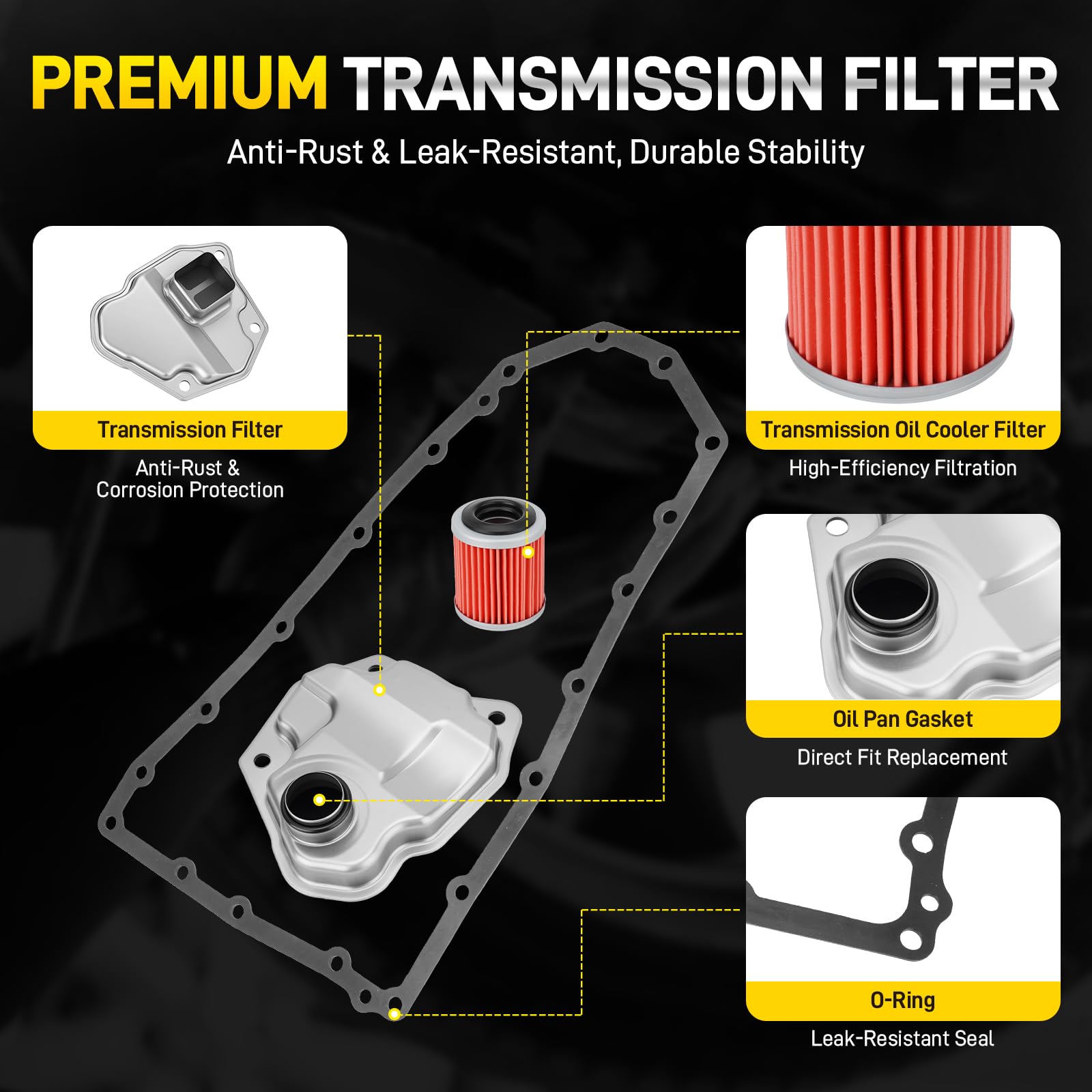 YEHERIT gasket and filter set laid out for quick replacement