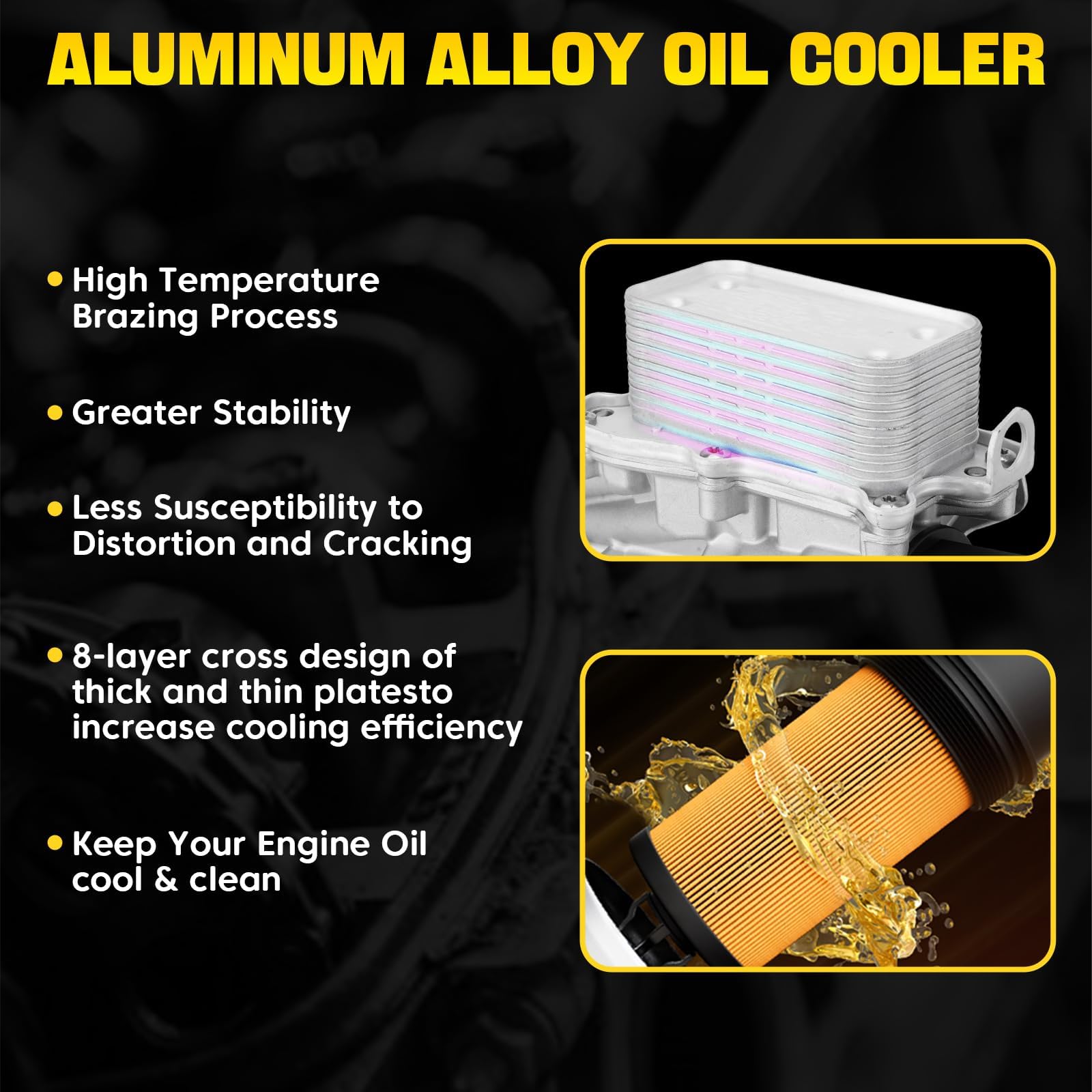 YEHERIT oil cooler core with robust aluminum construction for durability