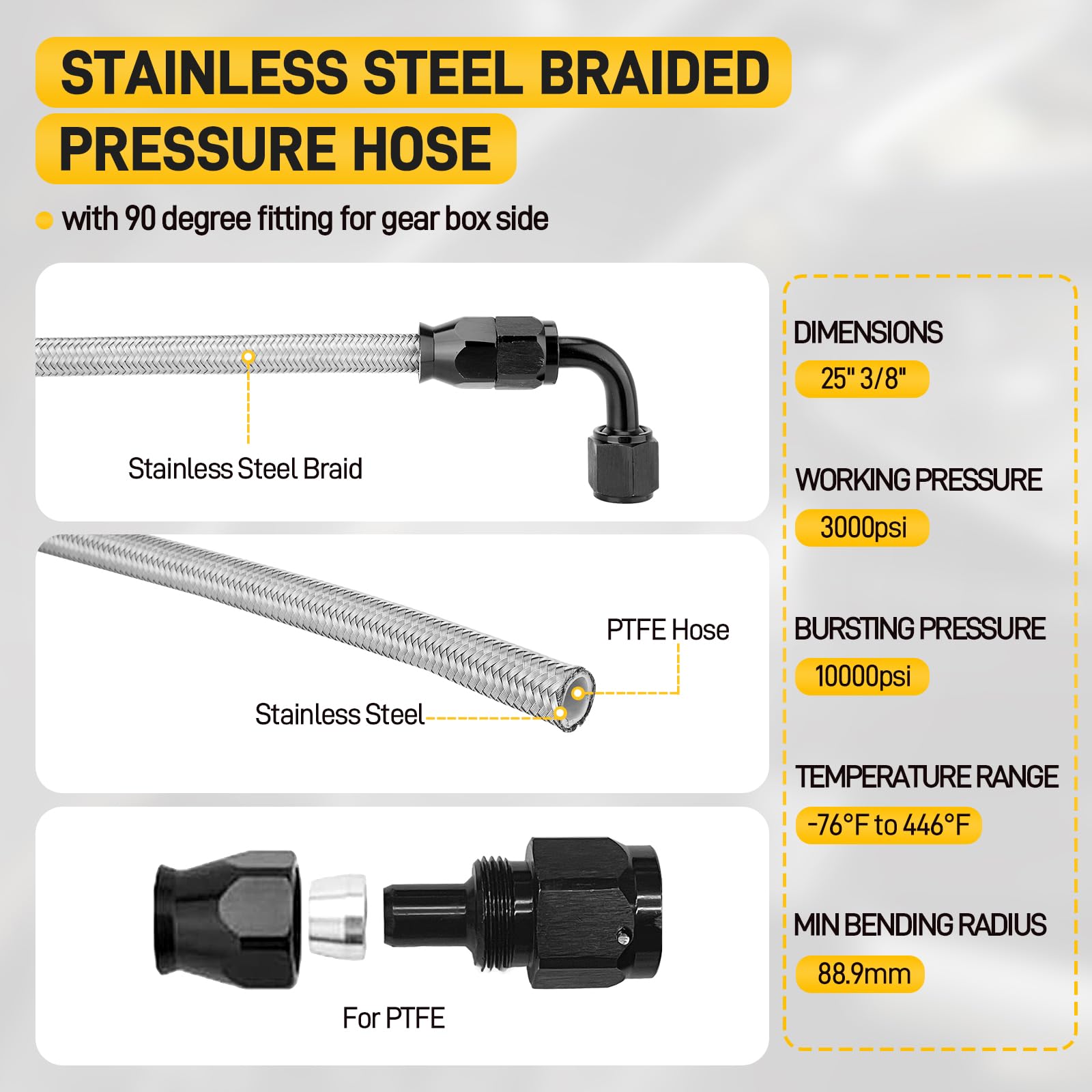 YEHERIT stainless steel braided hose with corrosion resistance