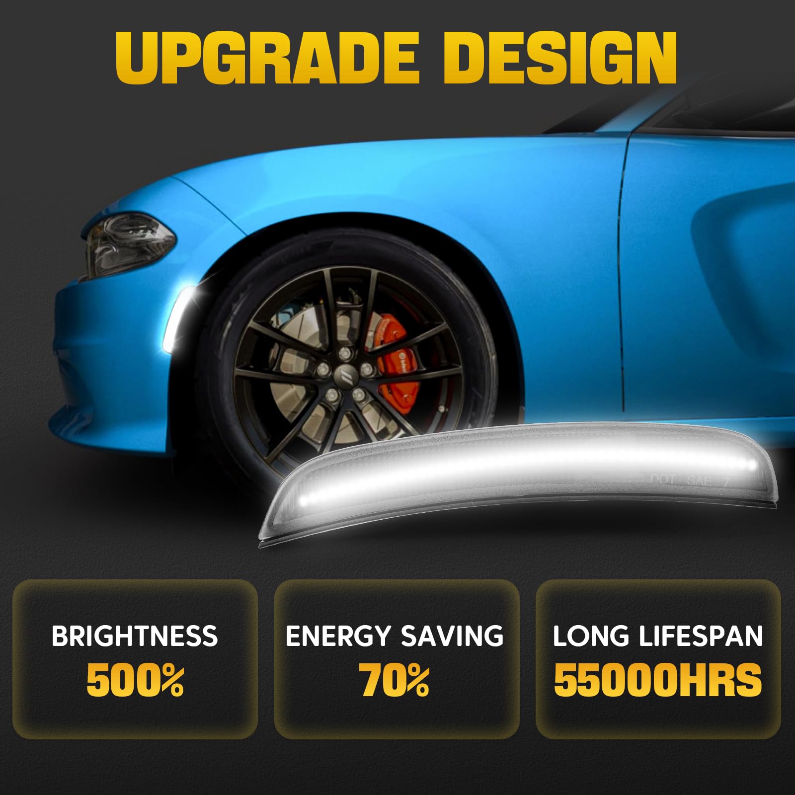 YEHERIT white LED front-right marker improves signaling for Dodge Charger