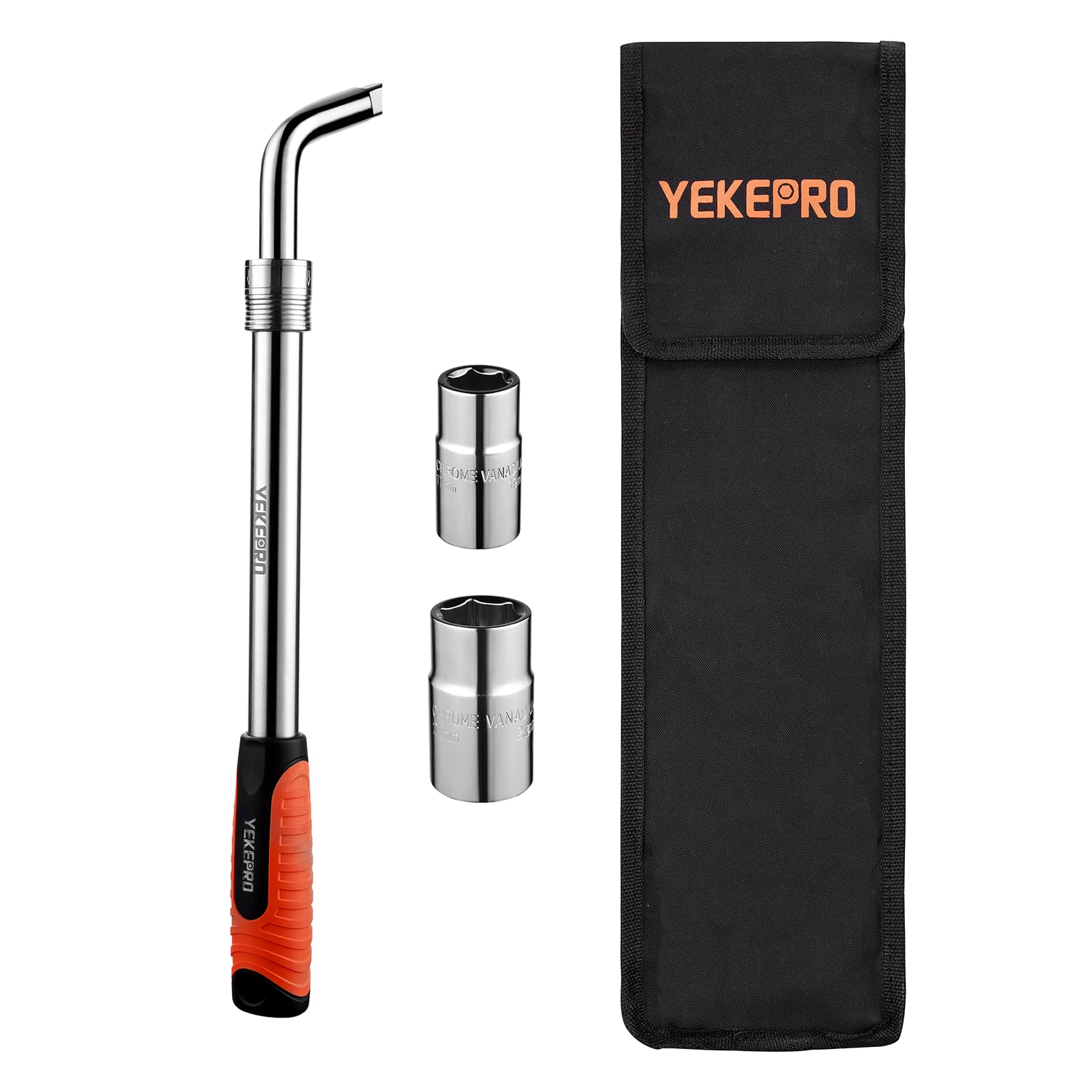 YEKEPRO extendable lug wrench collapsed for compact trunk storage and quick roadside readiness.