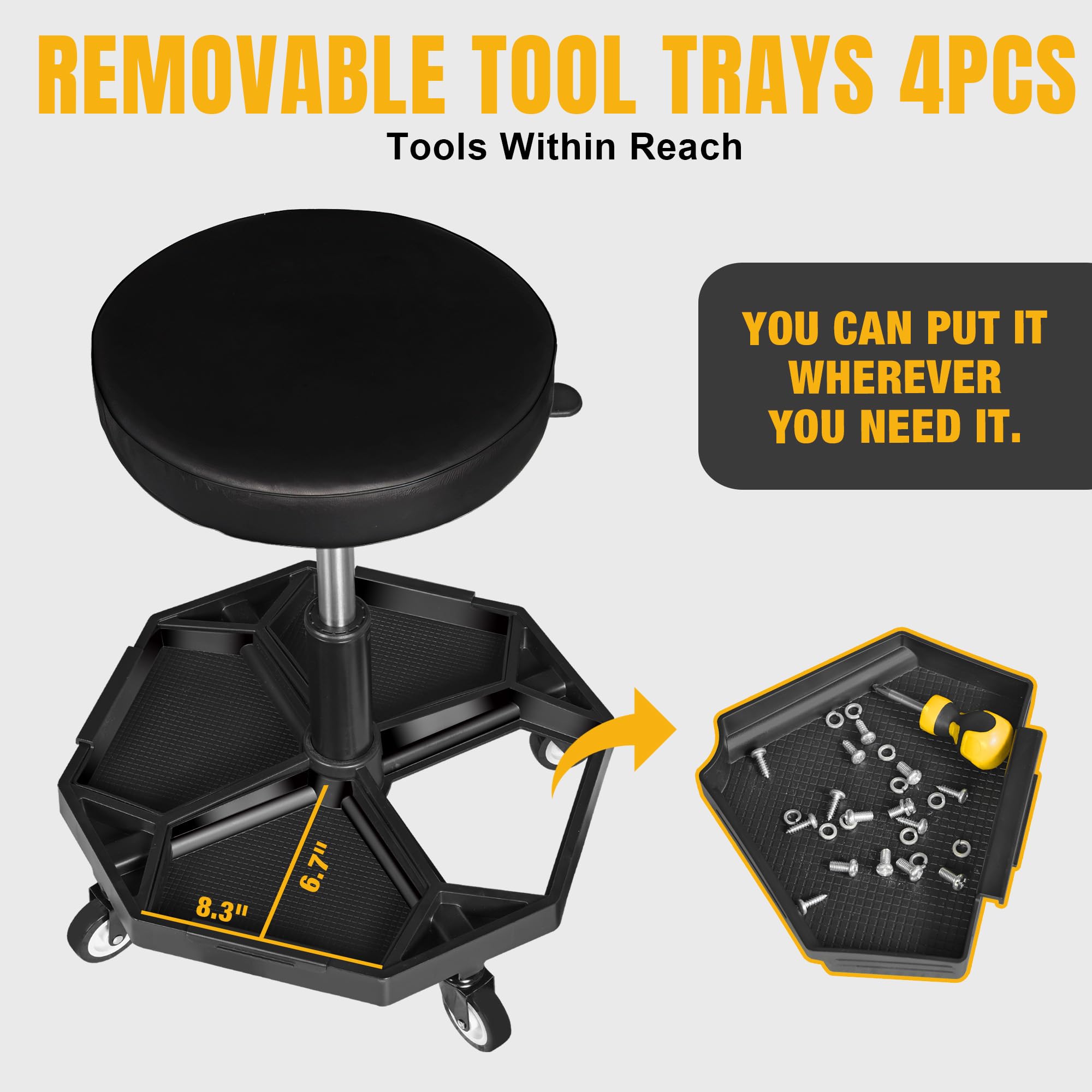 Yellow Jacket 360° swivel casters with locks for stable shop movement