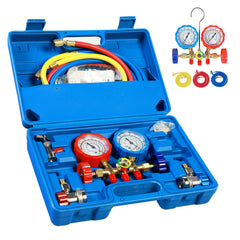 Yellow Jacket AC gauges 3-way manifold set for precise pressure readings during service.