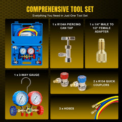 Yellow Jacket blue low-pressure hose used for vacuum and low-pressure checks.