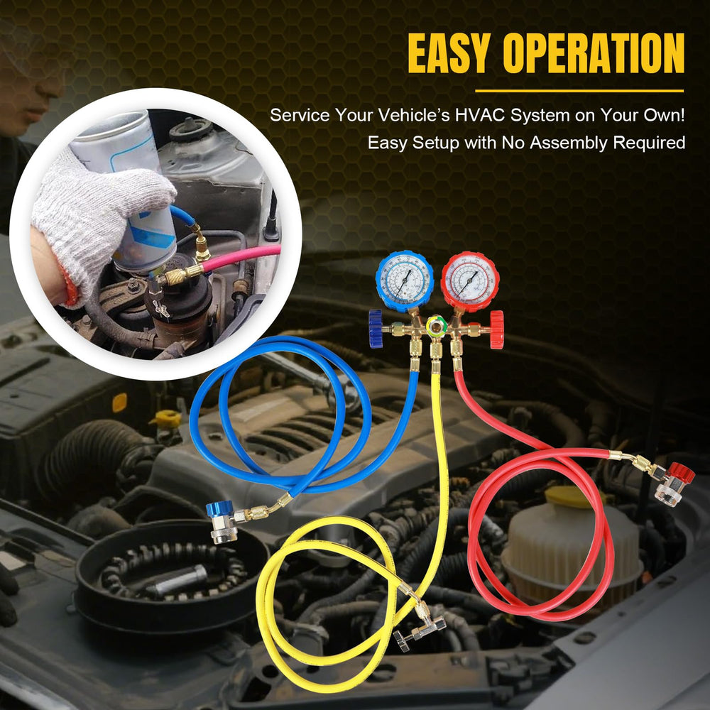 Yellow Jacket moisture indicator helps monitor refrigerant condition at a glance.