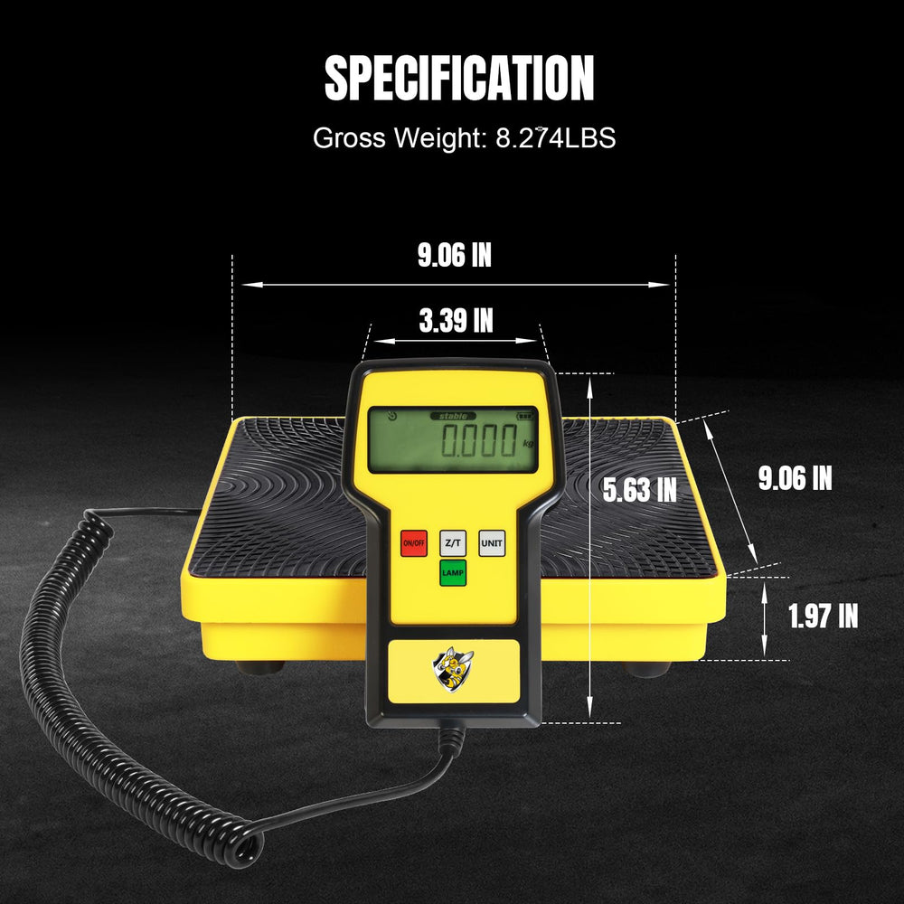 Auto shutoff and backlight features help conserve battery life on the Yellow Jacket scale.