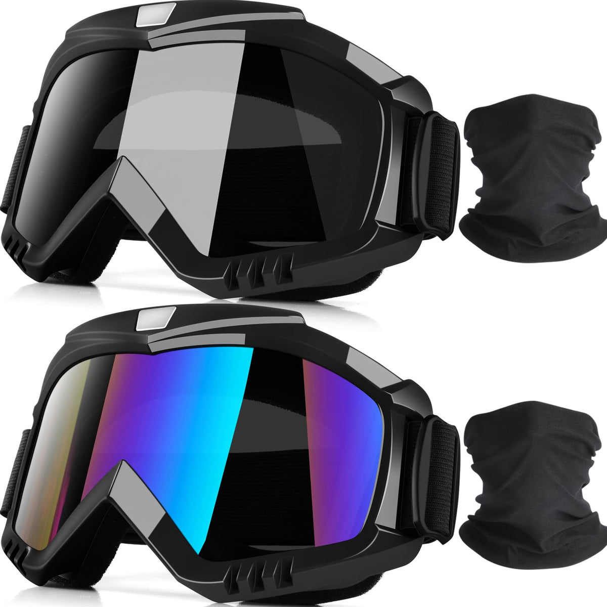 YENPK dirt bike goggles with gray lens offer UV protection and clear vision on dusty trails.