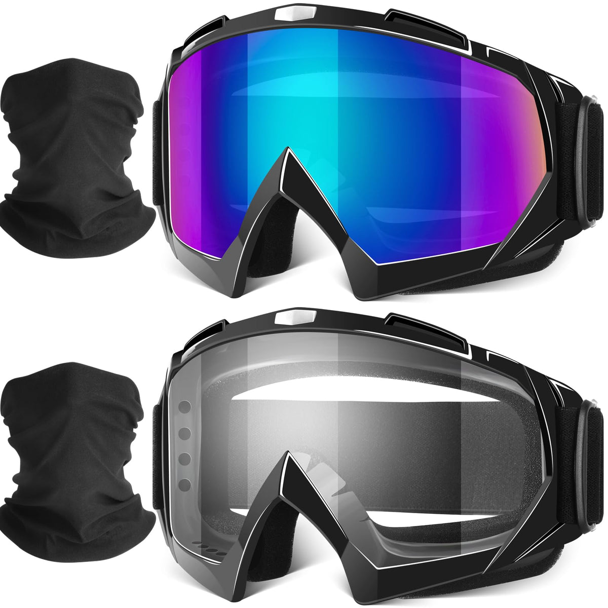 YENPK Motorcycle Goggles front view showing secure, comfortable fit for outdoor riding.