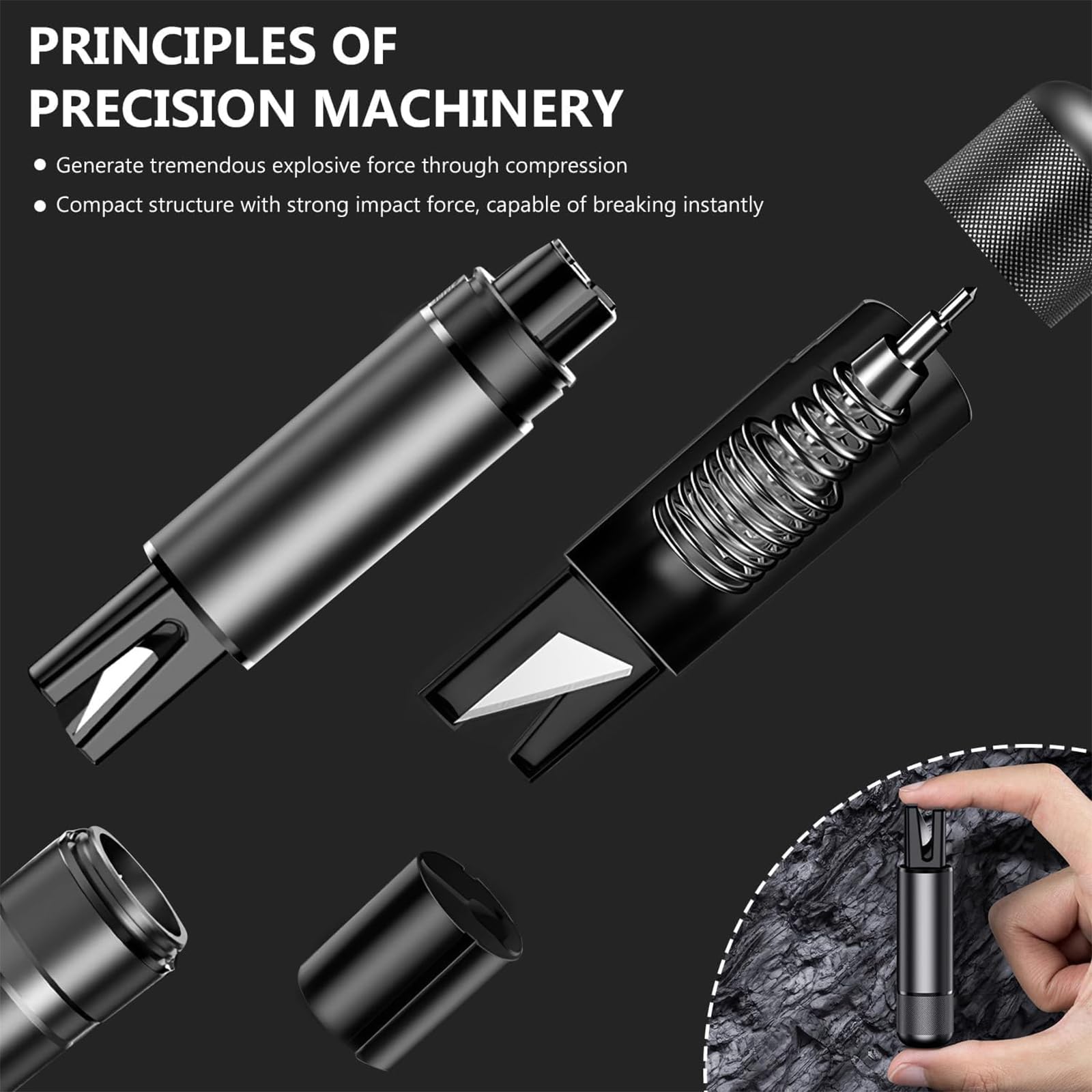 Yeria SafeHammer compact escape tool fits in tight car spaces.