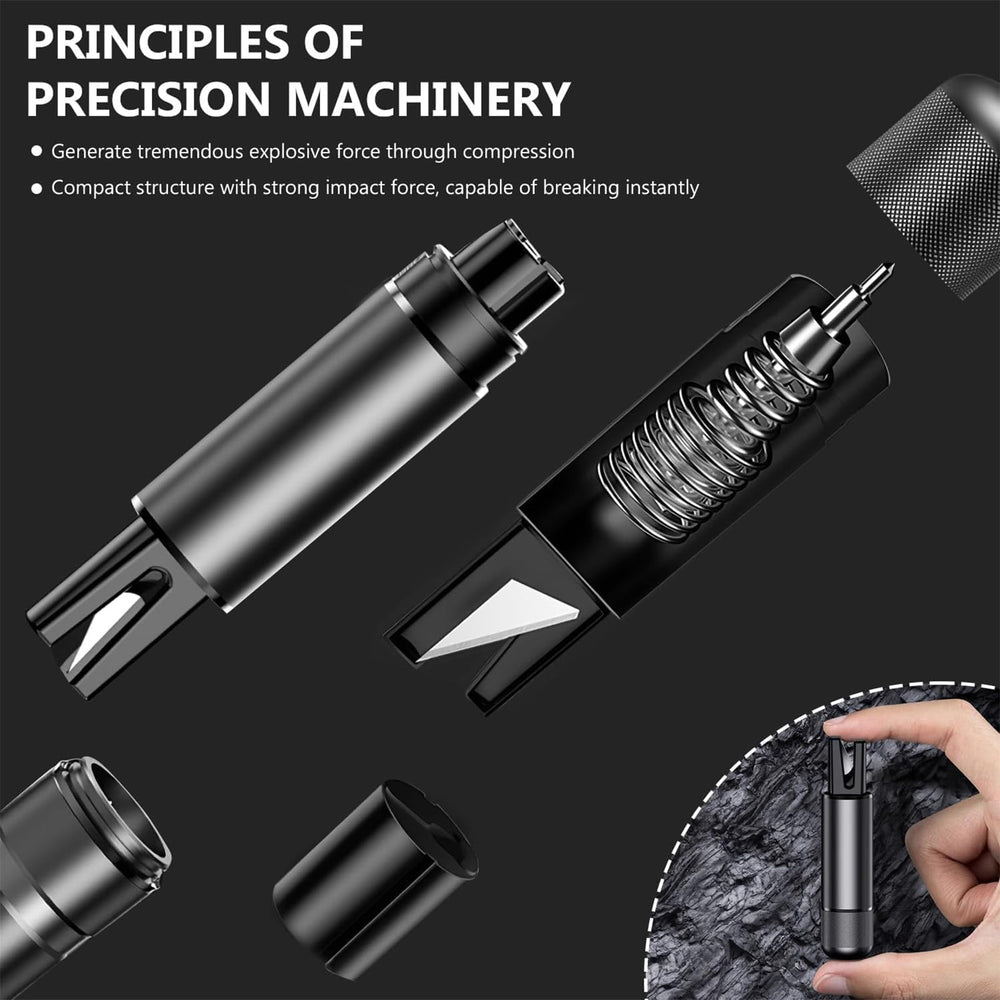 Yeria SafeHammer compact escape tool fits in tight car spaces.