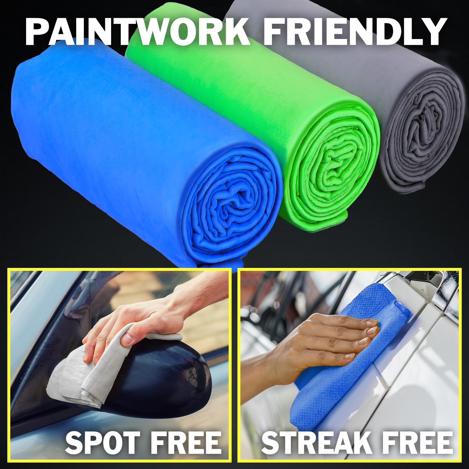 YesBes 26x17 inch chamois dries large panels efficiently.