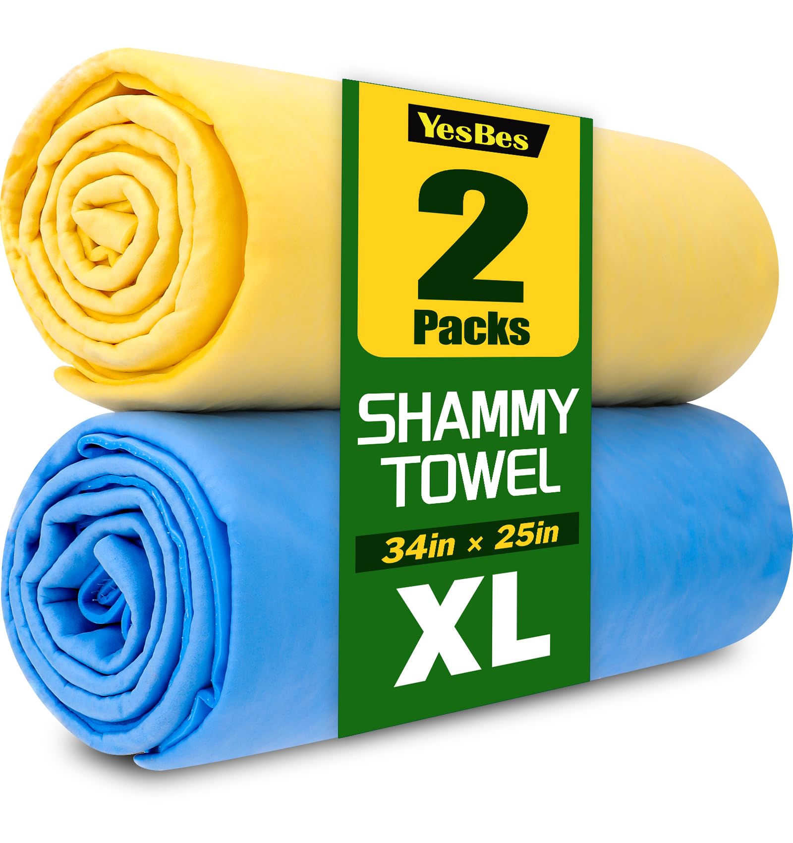 YesBes Premium XL shammy for car drying, 34x25, reduces water spots on finishes.