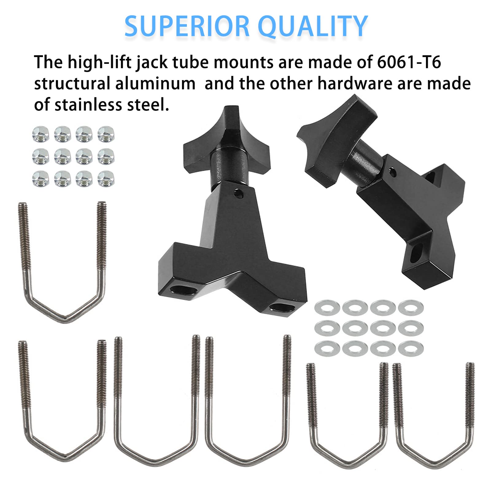 YESHMA high-lift jack tube mount on square tube for versatile fit