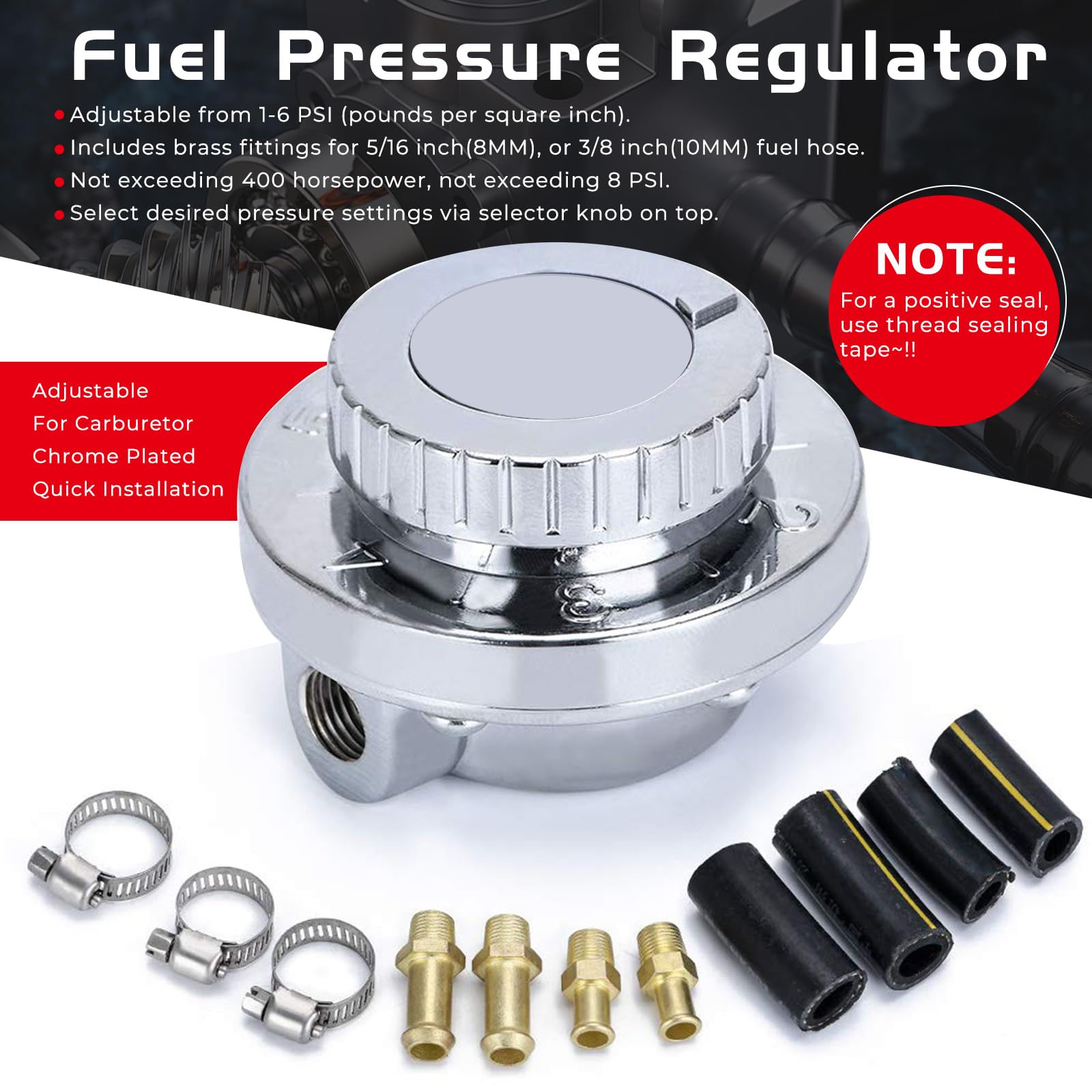 YESHMA regulator dial adjustment shows easy, precise tuning for optimal fuel pressure.