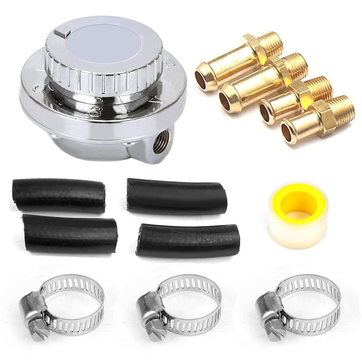 YESHMA universal fuel pressure regulator 1-5 psi with chrome finish offers precise carburetor control.