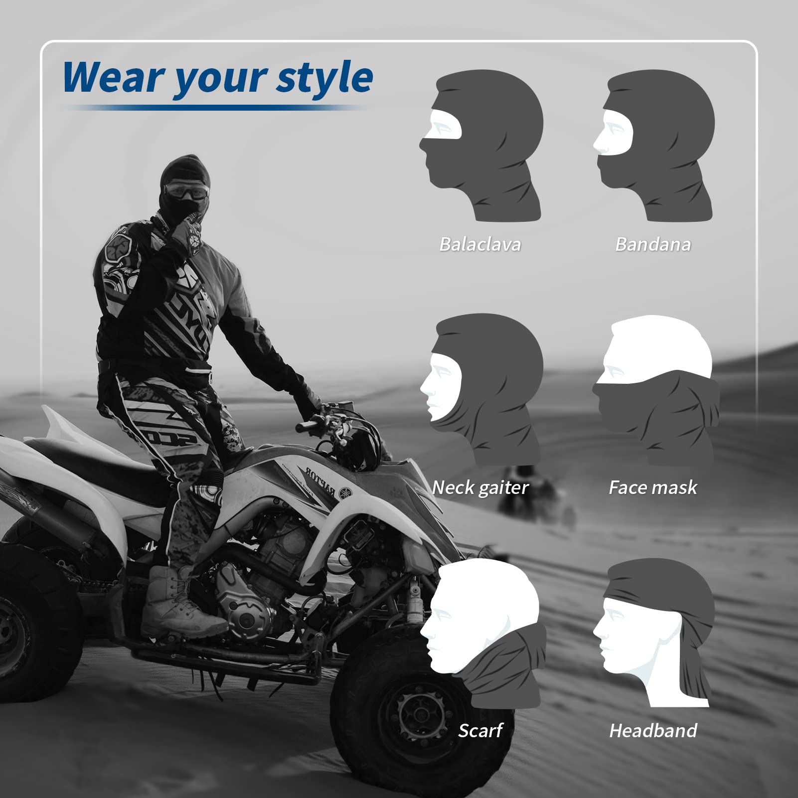 YESLIFE balaclava dirt bike and motorcycle use with versatile gaiter.