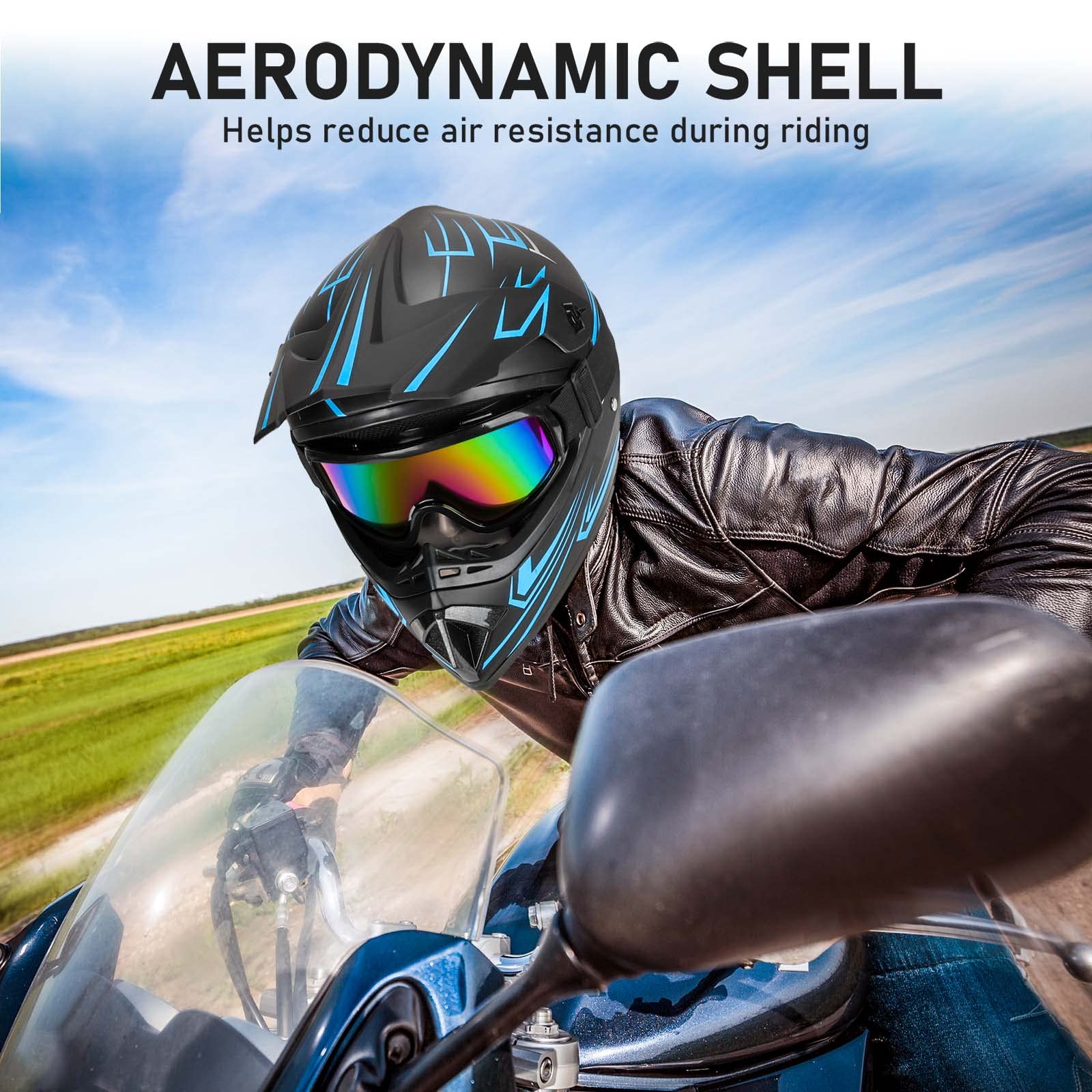 Yesmotor helmet sun visor removable for glare control during daytime riding.