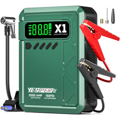 YESPER jump starter with air compressor inflates tires quickly and safely