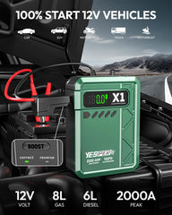 YESPER jump starter LCD display shows power and status clearly