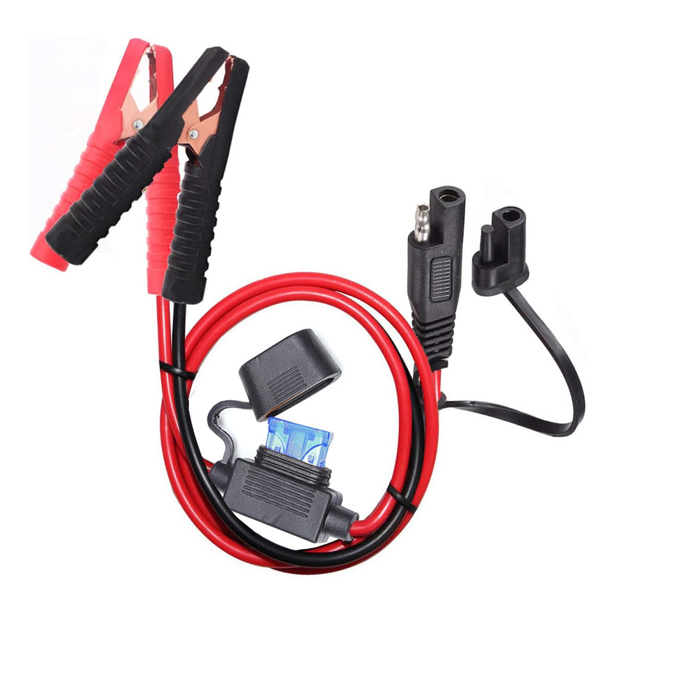 YETOR 10AWG battery alligator clips on a 2ft cable for quick charging.