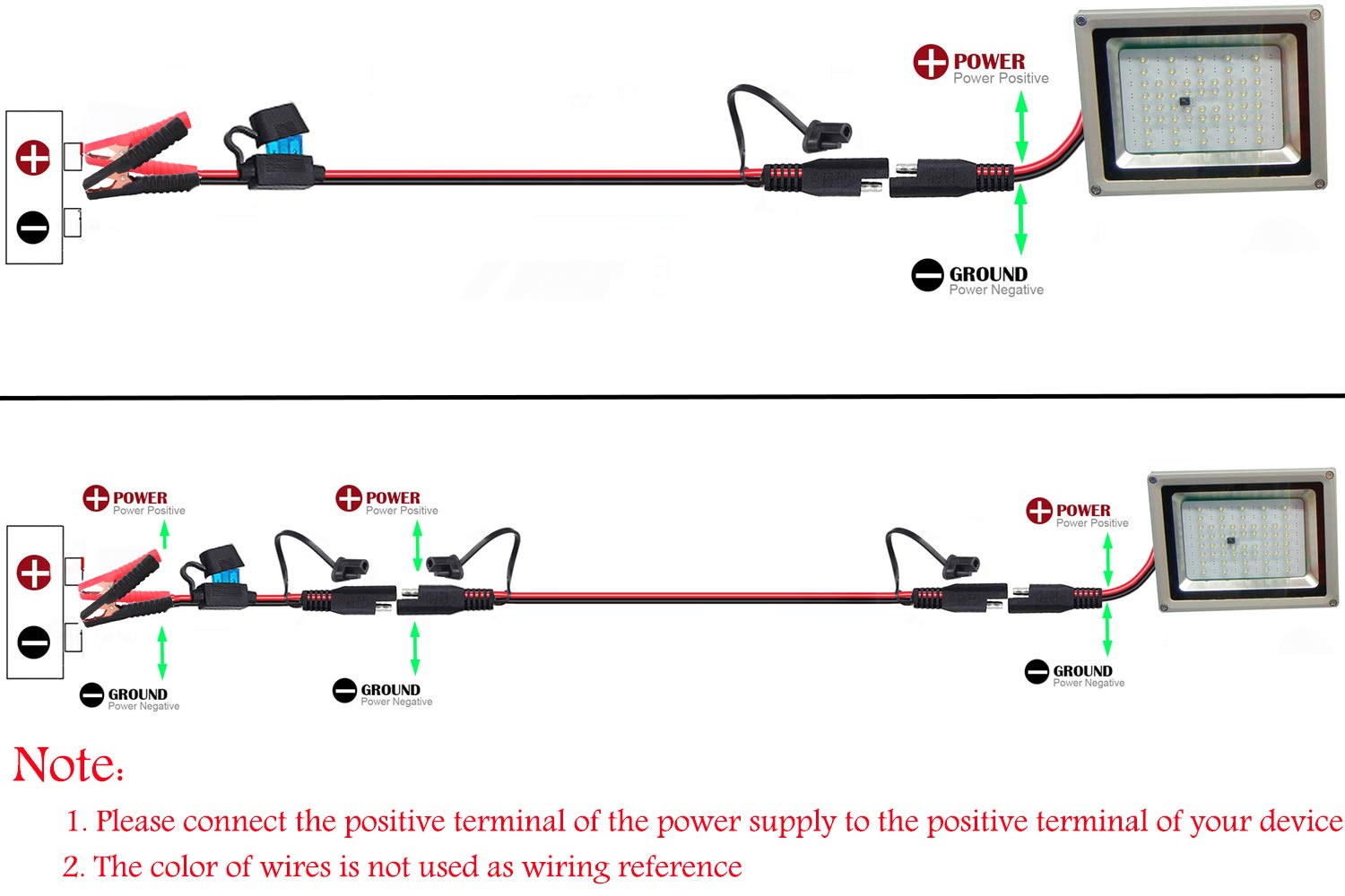 YETOR car and motorcycle battery setup for convenient on-the-go charging.