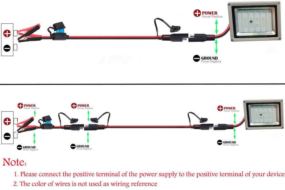 YETOR car and motorcycle battery setup for convenient on-the-go charging.
